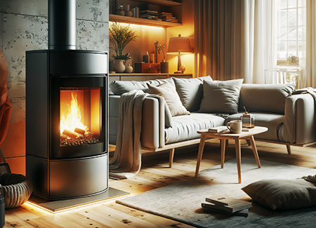 Cozy Living Room with Modern Fireplace